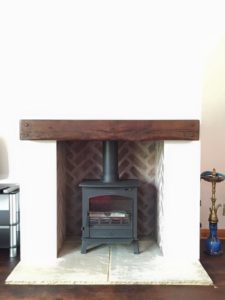 Blank wall to wood stove