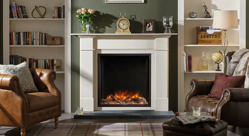 Electric E-Reflex Stovax in Stone Mantel